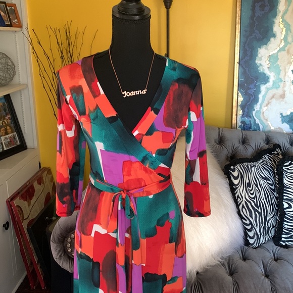 Multicolor faux wrap dress - Picture 3 of 7